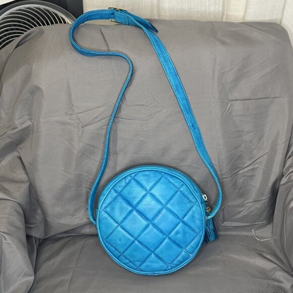 Giani Bernini, Vintage Leather Quilted Crossbody, Turquoise - Picture 2 of 6